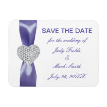 Purple Blue Diamond Heart Save The Date Magnet