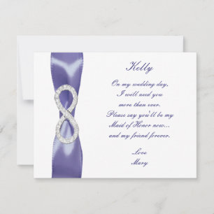Purple Blue Diamond Infinity Maid Of Honour Card