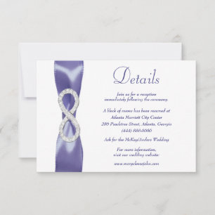 Purple Blue Diamond Infinity Wedding Details Card