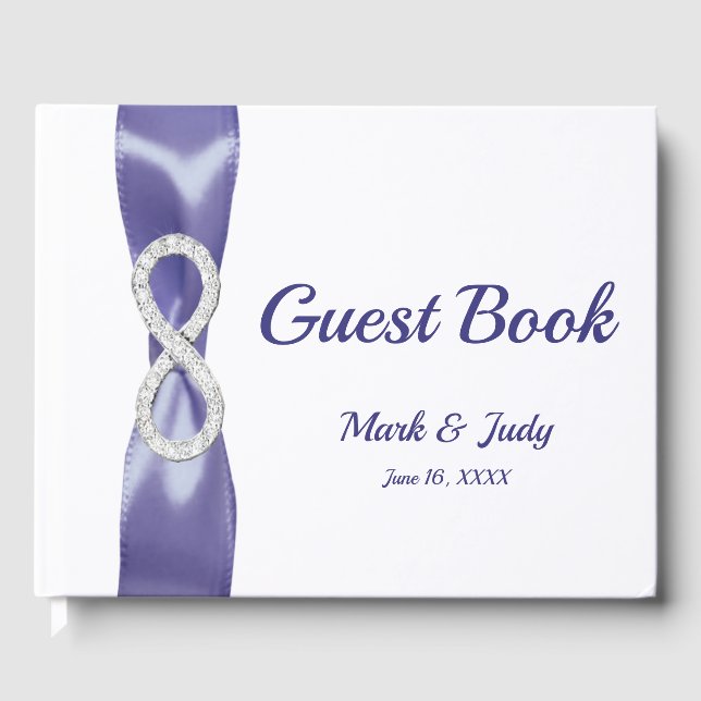 Purple Blue Diamond Infinity Wedding Guestbook (Front)