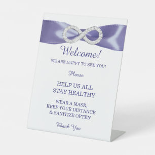 Purple Blue Diamond Infinity Wedding Safety Pedestal Sign