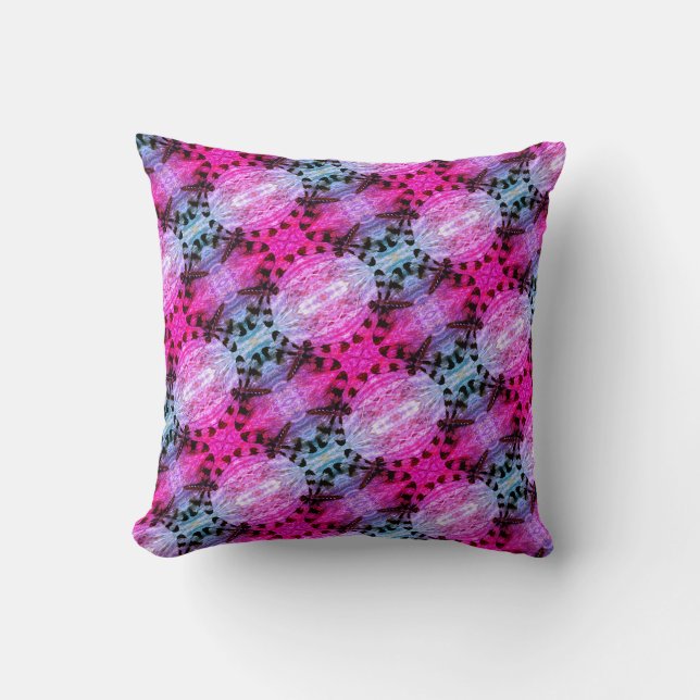 Purple blue dragonfly pattern solid back throw pillow (Front)