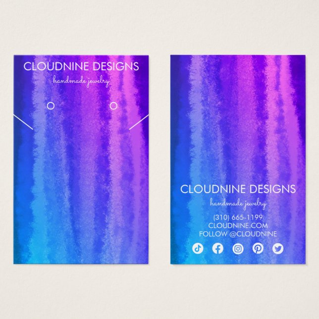 Purple Blue Earring Necklace Jewellery Display Car (Front & Back)