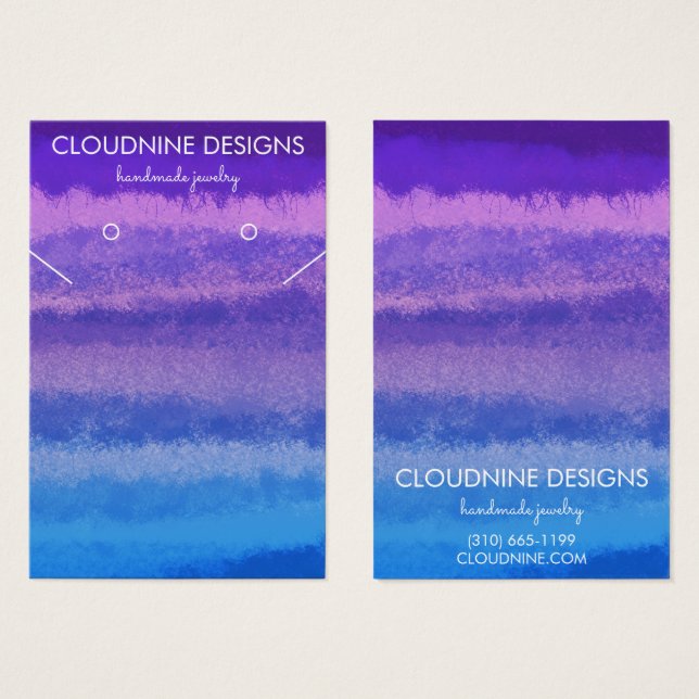 Purple Blue Earring Necklace Jewellery Display Car (Front & Back)