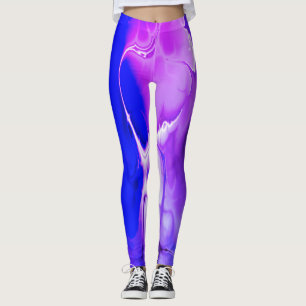 Purple blue electric lightening art cool Leggings