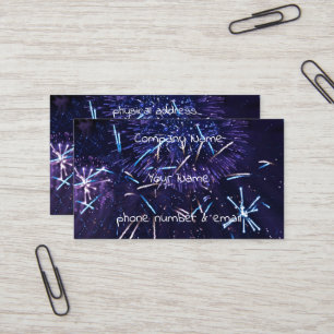 purple blue fireworks business card