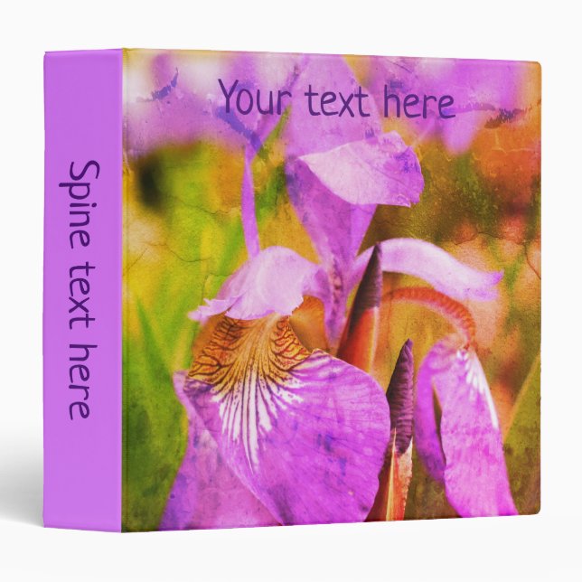Purple Blue Flag Iris Flower Art Personalized  Binder (Front/Spine)