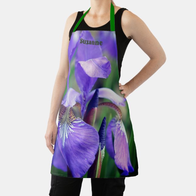 Purple Blue Flag Iris Flower Personalized Apron (Insitu)