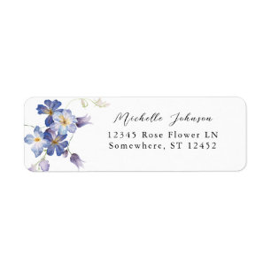Purple Blue Floral Adresse de retour Label 2