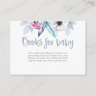 Purple Blue Floral Books for baby Baby Shower Card