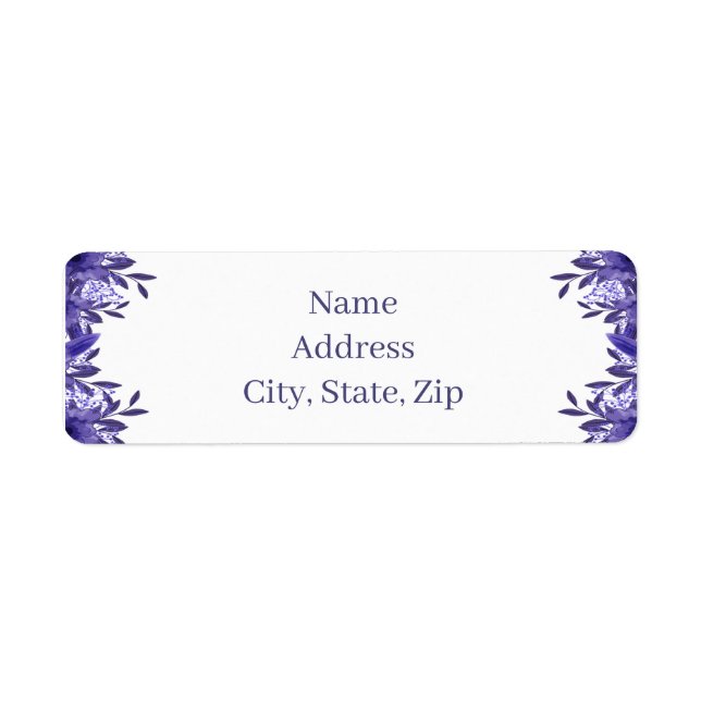 Purple Blue Floral Foliage Address Labels (Front)