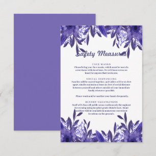 Purple Blue Floral Foliage Safety Measures Card