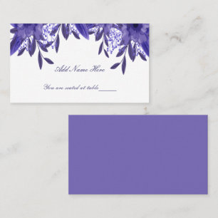 Purple Blue Floral Foliage Table Place Card