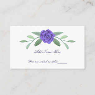 Purple Blue Floral Greenery Foliage Table  Place Card