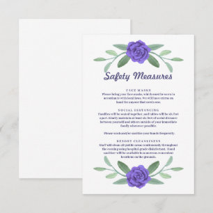 Purple Blue Floral Safety Measures Enclosure Card