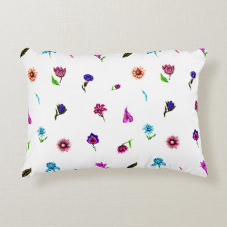 Purple & Blue Flower Print, Modern Floral Print Accent Pillow