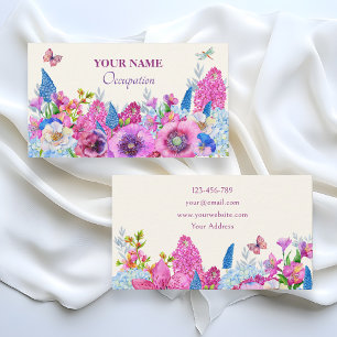 Purple blue flowers bloom spring  business card