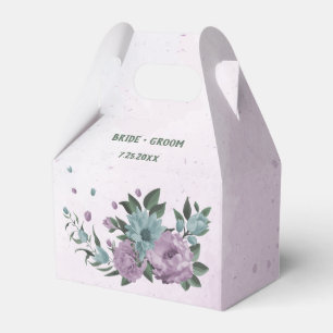 purple blue flowers botanical wedding favor box