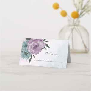 purple blue flowers botanical wedding place card