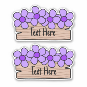 Purple Blue flowers Label