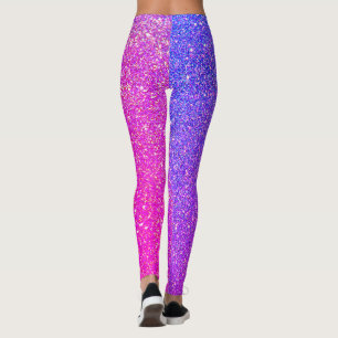 Purple Blue Glitter Ombre Sparkly Modern Stylish Leggings