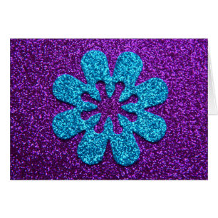 Purple & Blue Glitter Retro Flower