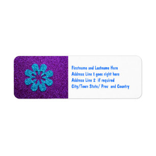 Purple & Blue Glitter Retro Flower