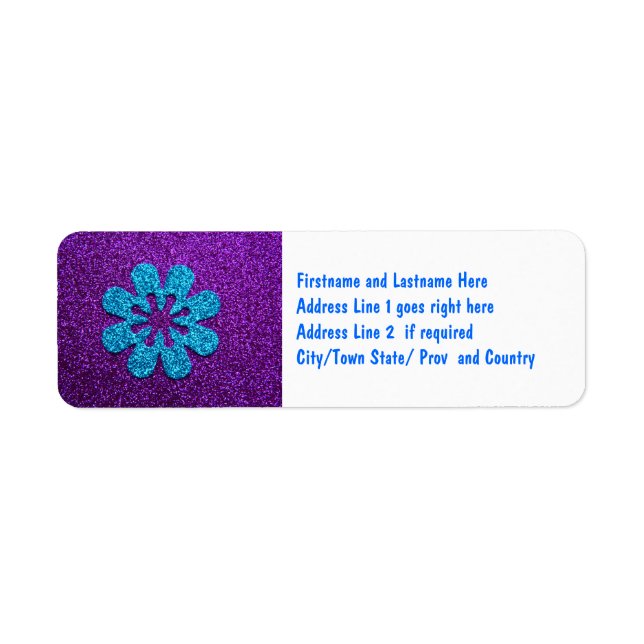 Purple & Blue Glitter Retro Flower (Front)