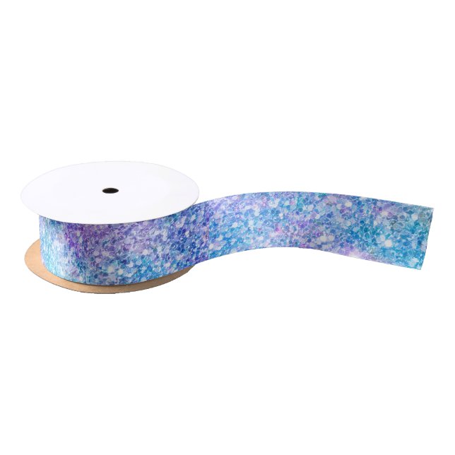 Purple & Blue Glitter & Sparkles Pattern Satin Ribbon (Spool)