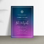 Purple Blue Gradient & Frame Bat Mitzvah Party Invitation<br><div class="desc">Celebrate Bar Mitzvah with this modern,  elegant invitation,  featuring your custom text. Easily add your own details by clicking on the "personalize" option.</div>
