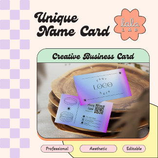 Purple Blue Gradient Trendy Editable Business Card