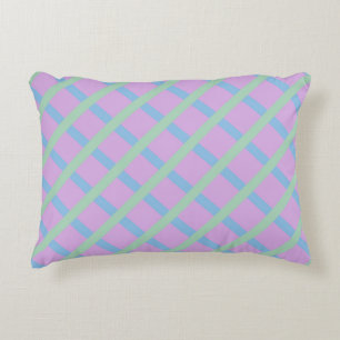 Purple Blue Green Chequered Diamond Stripes Patter Accent Pillow