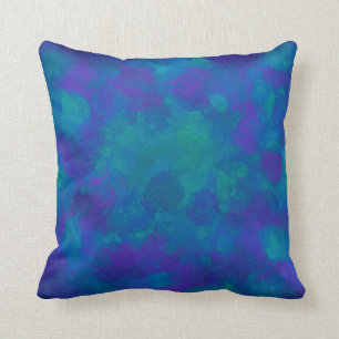 Purple Blue Green Elegant Watercolor Pattern Throw Pillow