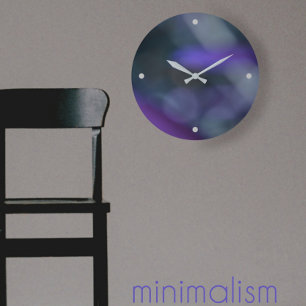 Purple Blue Green Grey Abstract Minimalistic Large Clock