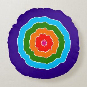 Purple Blue Green Orange Red Round Pillow