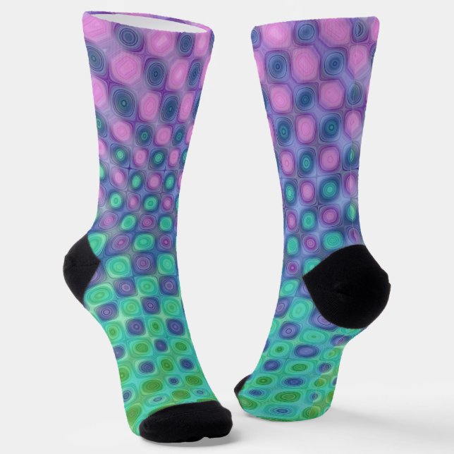 Purple Blue Green Yellow Socks (Angled)