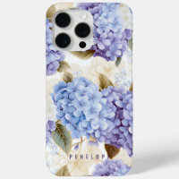 Purple Blue hydrangea personalized iPhone case