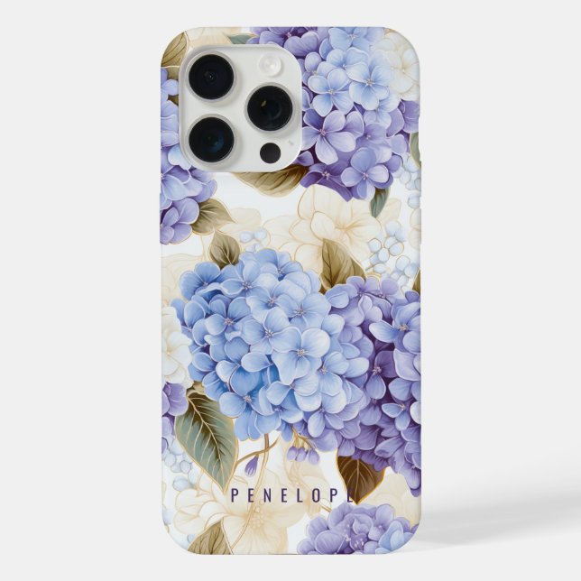 Purple Blue hydrangea personalized iPhone case   (Back)