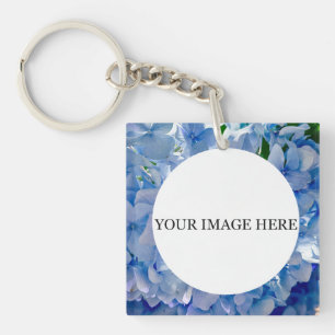 Purple Blue Hydrangeas Bouquets Keychain
