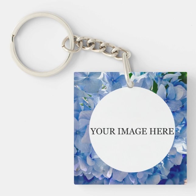 Purple Blue Hydrangeas Bouquets Keychain (Front)