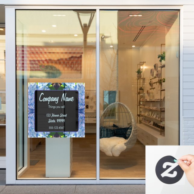 Purple Blue Hydrangeas Bouquets Window Cling (Store Window)