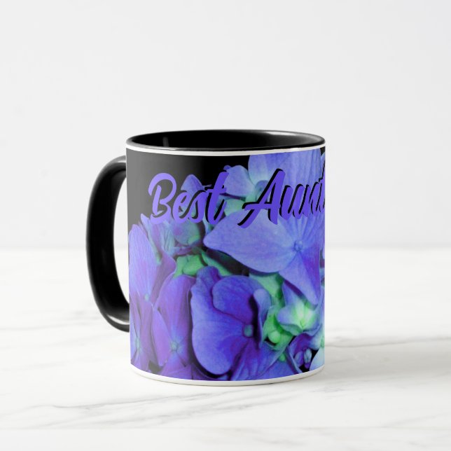 Purple blue Hydrangeas purple flowers, Best Aunt Mug (Front Left)