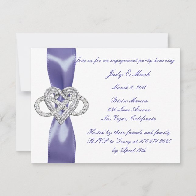Purple Blue Infinity Coeur Engagement Invitation (Devant)
