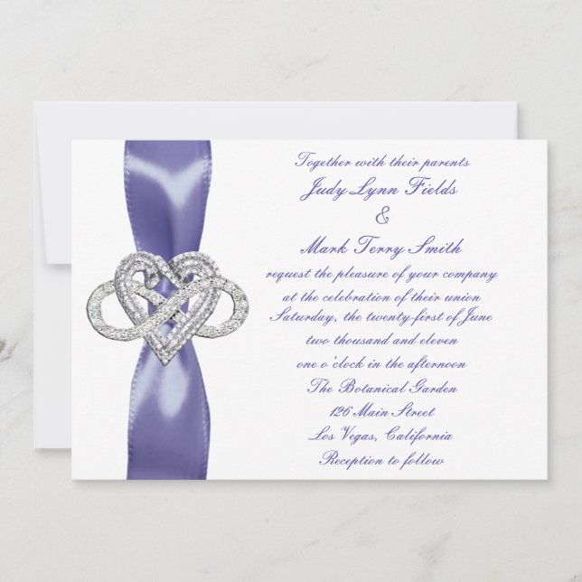 Purple Blue Infinity Faire-part de mariage cardiaq (Devant)