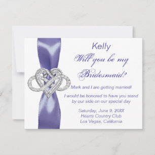 Purple Blue Infinity Heart Bridesmaid Card