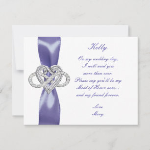 Purple Blue Infinity Heart Maid Of Honour Card