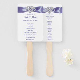Purple Blue Infinity Heart Wedding Program Fans