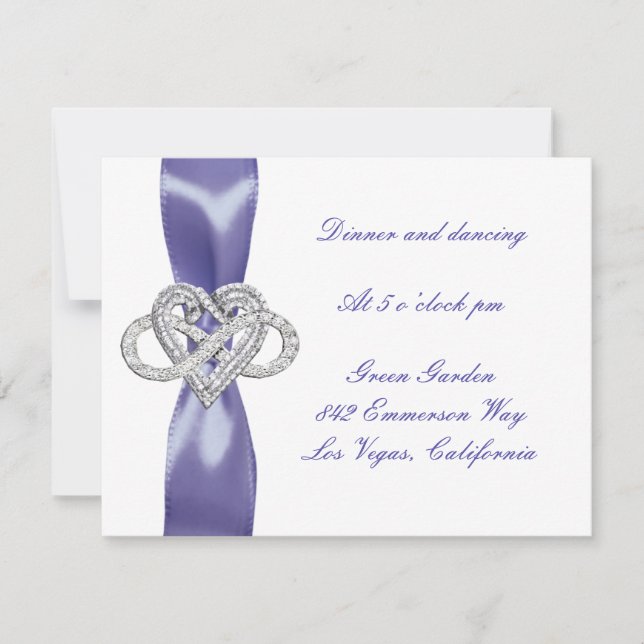 Purple Blue Infinity Heart Wedding Reception Card (Front)