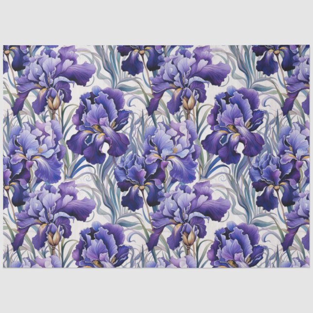 Purple Blue Iris Decoupage  Tissue Paper (Front)