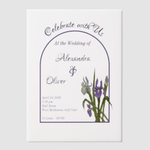 Purple & Blue Iris Watercolor Minimalist Wedding Vellum Invitations